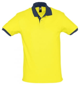 Рубашка поло Prince 190, лимонная с темно-синим купить с нанесением логотипа оптом на заказ в интернет-магазине Санкт-Петербург