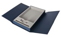 Коробка Triplet под ежедневник, флешку и ручку, синяя купить с нанесением логотипа оптом на заказ в интернет-магазине Санкт-Петербург