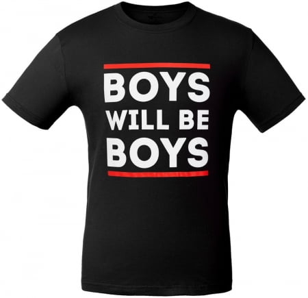 Футболка Boys Will Be Boys, черная купить с нанесением логотипа оптом на заказ в интернет-магазине Санкт-Петербург