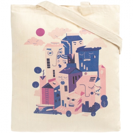 Холщовая сумка «Йогуртбург», неокрашенная купить с нанесением логотипа оптом на заказ в интернет-магазине Санкт-Петербург
