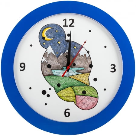 Часы настенные «Горы», синие купить с нанесением логотипа оптом на заказ в интернет-магазине Санкт-Петербург