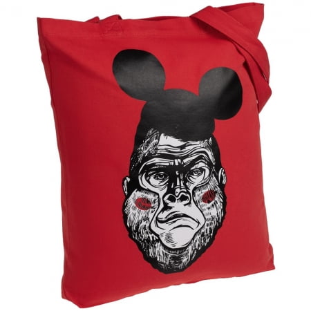 Холщовая сумка Monkey Mouse, красная купить с нанесением логотипа оптом на заказ в интернет-магазине Санкт-Петербург