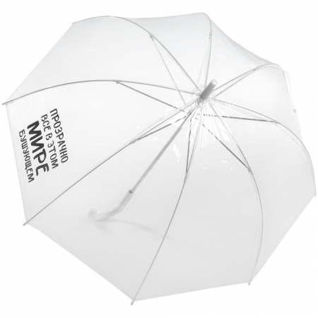 Прозрачный зонт-трость «Прозрачно все» купить с нанесением логотипа оптом на заказ в интернет-магазине Санкт-Петербург