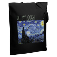 Холщовая сумка «Oh my Gogh!», черная купить с нанесением логотипа оптом на заказ в интернет-магазине Санкт-Петербург