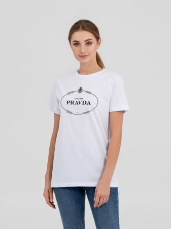 Футболка Pravda, белая купить с нанесением логотипа оптом на заказ в интернет-магазине Санкт-Петербург