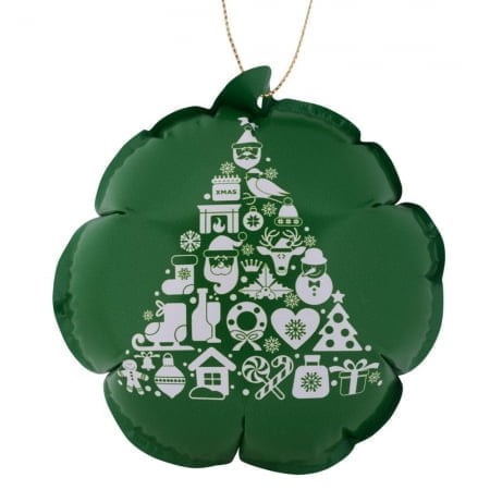 Новогодний самонадувающийся шарик, зеленый с белым рисунком купить с нанесением логотипа оптом на заказ в интернет-магазине Санкт-Петербург