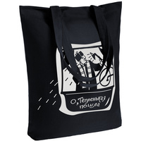 Холщовая сумка «Тепленькая пошла», черная купить с нанесением логотипа оптом на заказ в интернет-магазине Санкт-Петербург