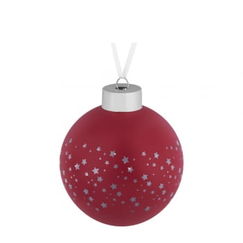 Елочный шар Stars, 8 см, красный купить с нанесением логотипа оптом на заказ в интернет-магазине Санкт-Петербург