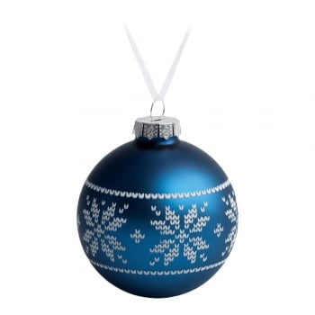 Елочный шар «Скандинавский узор», 8 см, синий купить с нанесением логотипа оптом на заказ в интернет-магазине Санкт-Петербург