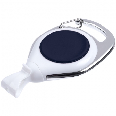 Ретрактор Dorset, белый с синим купить с нанесением логотипа оптом на заказ в интернет-магазине Санкт-Петербург