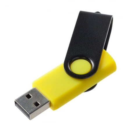 Флешка Twist Color, желтая с черным, 16 Гб купить с нанесением логотипа оптом на заказ в интернет-магазине Санкт-Петербург