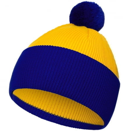 Шапка Snappy, желтая с синим купить с нанесением логотипа оптом на заказ в интернет-магазине Санкт-Петербург
