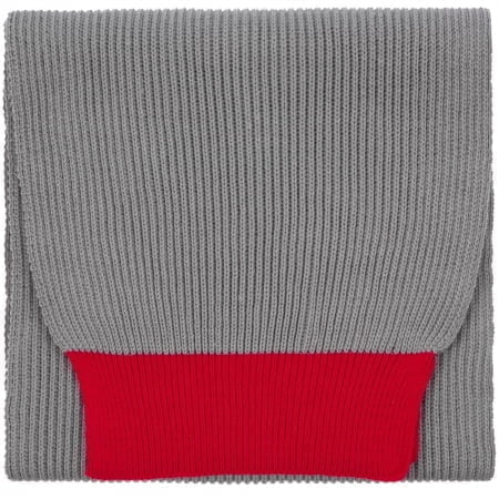 Шарф Snappy, светло-серый с красным купить с нанесением логотипа оптом на заказ в интернет-магазине Санкт-Петербург
