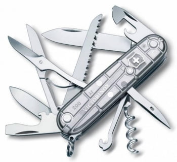 Офицерский нож Huntsman 91, прозрачный серебристый купить с нанесением логотипа оптом на заказ в интернет-магазине Санкт-Петербург