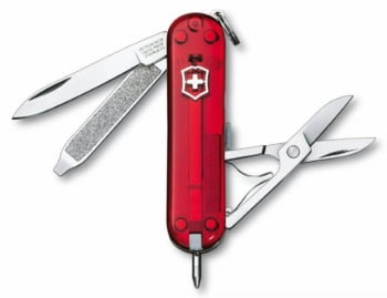 Нож-брелок Signature Ruby 58, полупрозрачный красный купить с нанесением логотипа оптом на заказ в интернет-магазине Санкт-Петербург