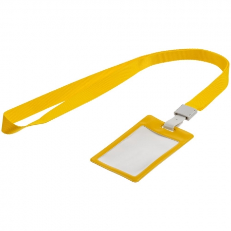Карман для бейджа с лентой Staff, желтый купить с нанесением логотипа оптом на заказ в интернет-магазине Санкт-Петербург