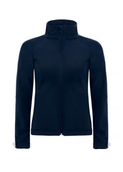 Куртка женская Hooded Softshell темно-синяя купить с нанесением логотипа оптом на заказ в интернет-магазине Санкт-Петербург
