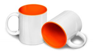 Кружка цветная внутри, оранжевая купить оптом с нанесением логотипа
