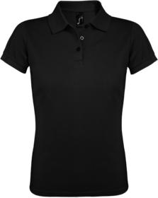 Рубашка поло женская PRIME WOMEN 200 черная купить оптом с нанесение логотипа в Санкт-Петербурге