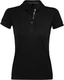 Рубашка поло женская PORTLAND WOMEN 200 черная купить оптом с нанесение логотипа в Санкт-Петербурге