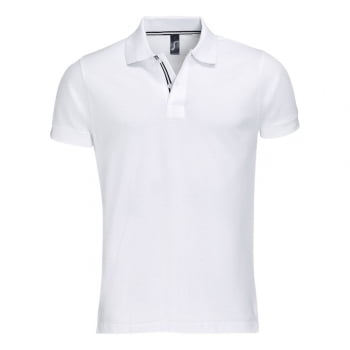 Рубашка поло мужская PATRIOT 200, белая с черным купить с нанесением логотипа оптом на заказ в интернет-магазине Санкт-Петербург
