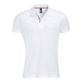 Рубашка поло мужская PATRIOT 200, белая с красным купить с нанесением логотипа оптом на заказ в интернет-магазине Санкт-Петербург