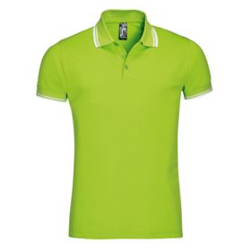 Рубашка поло мужская PASADENA MEN 200 с контрастной отделкой, зеленый лайм с белым купить оптом с нанесение логотипа в Санкт-Петербурге