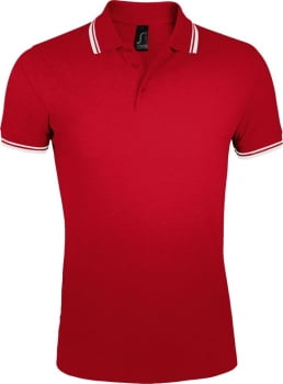 Рубашка поло мужская PASADENA MEN 200 с контрастной отделкой, красная с белым купить с нанесением логотипа оптом на заказ в интернет-магазине Санкт-Петербург