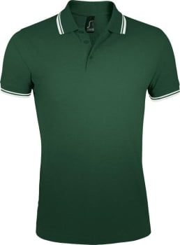 Рубашка поло мужская PASADENA MEN 200 с контрастной отделкой, зеленая с белым купить с нанесением логотипа оптом на заказ в интернет-магазине Санкт-Петербург