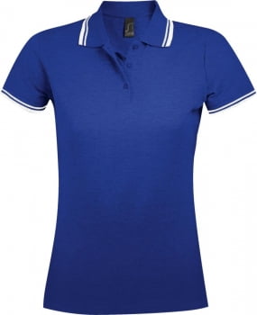 Рубашка поло женская PASADENA WOMEN 200 с контрастной отделкой, ярко-синяя с белым купить с нанесением логотипа оптом на заказ в интернет-магазине Санкт-Петербург
