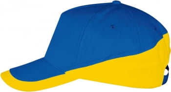 Бейсболка BOOSTER, ярко-синяя с желтым купить с нанесением логотипа оптом на заказ в интернет-магазине Санкт-Петербург