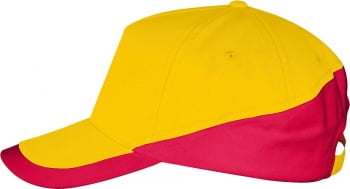 Бейсболка BOOSTER, желтая с красным купить с нанесением логотипа оптом на заказ в интернет-магазине Санкт-Петербург