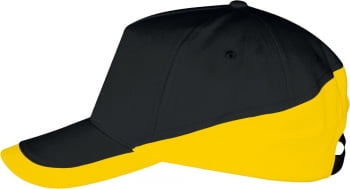 Бейсболка BOOSTER, черная с желтым купить с нанесением логотипа оптом на заказ в интернет-магазине Санкт-Петербург