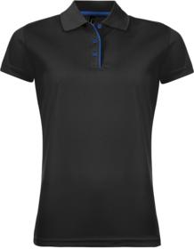 Рубашка поло женская PERFORMER WOMEN 180 черная купить оптом с нанесение логотипа в Санкт-Петербурге