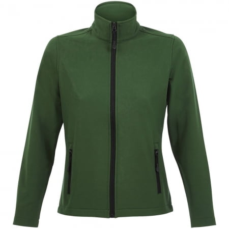 Куртка софтшелл женская RACE WOMEN, темно-зеленая купить с нанесением логотипа оптом на заказ в интернет-магазине Санкт-Петербург