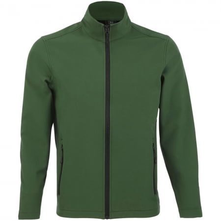 Куртка софтшелл мужская RACE MEN, темно-зеленая купить с нанесением логотипа оптом на заказ в интернет-магазине Санкт-Петербург