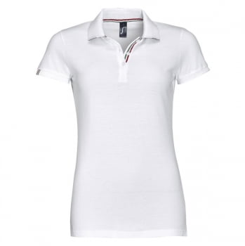 Рубашка поло PATRIOT WOMEN белая с красным купить с нанесением логотипа оптом на заказ в интернет-магазине Санкт-Петербург