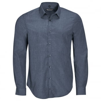 Рубашка BARNET MEN синий меланж (джинс) купить с нанесением логотипа оптом на заказ в интернет-магазине Санкт-Петербург