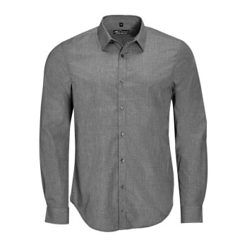 Рубашка BARNET MEN серый меланж купить с нанесением логотипа оптом на заказ в интернет-магазине Санкт-Петербург