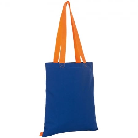 Сумка для покупок Hamilton, синяя c оранжевым купить с нанесением логотипа оптом на заказ в интернет-магазине Санкт-Петербург