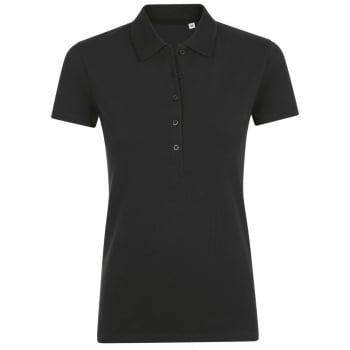 Рубашка поло женская PHOENIX WOMEN, черная купить с нанесением логотипа оптом на заказ в интернет-магазине Санкт-Петербург
