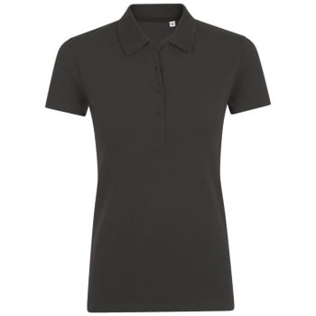 Рубашка поло женская PHOENIX WOMEN, черный меланж купить с нанесением логотипа оптом на заказ в интернет-магазине Санкт-Петербург