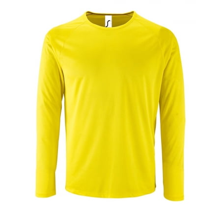 Футболка с длинным рукавом SPORTY LSL MEN желтый неон купить с нанесением логотипа оптом на заказ в интернет-магазине Санкт-Петербург