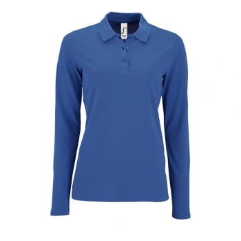 Рубашка поло женская с длинным рукавом PERFECT LSL WOMEN, ярко-синяя купить с нанесением логотипа оптом на заказ в интернет-магазине Санкт-Петербург