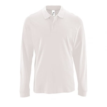 Рубашка поло мужская с длинным рукавом PERFECT LSL MEN, белая купить с нанесением логотипа оптом на заказ в интернет-магазине Санкт-Петербург