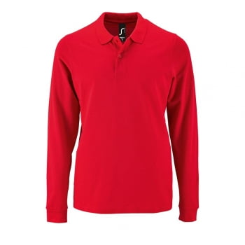 Рубашка поло мужская с длинным рукавом PERFECT LSL MEN, красная купить с нанесением логотипа оптом на заказ в интернет-магазине Санкт-Петербург