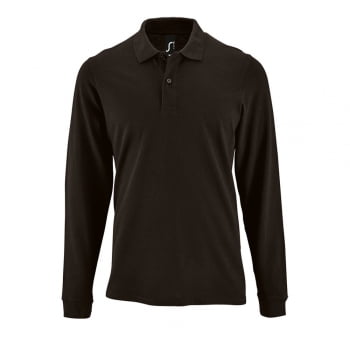 Рубашка поло мужская с длинным рукавом PERFECT LSL MEN, черная купить с нанесением логотипа оптом на заказ в интернет-магазине Санкт-Петербург
