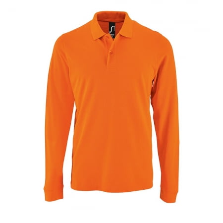 Рубашка поло мужская с длинным рукавом PERFECT LSL MEN, оранжевая купить с нанесением логотипа оптом на заказ в интернет-магазине Санкт-Петербург