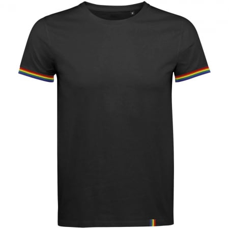 Футболка мужская Rainbow Men, черная с многоцветным купить с нанесением логотипа оптом на заказ в интернет-магазине Санкт-Петербург