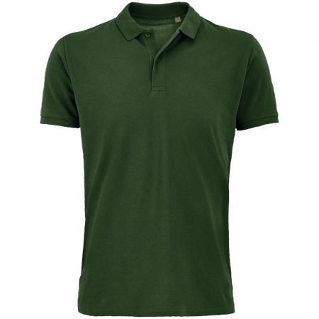 Рубашка поло мужская Planet Men, темно-зеленая купить с нанесением логотипа оптом на заказ в интернет-магазине Санкт-Петербург